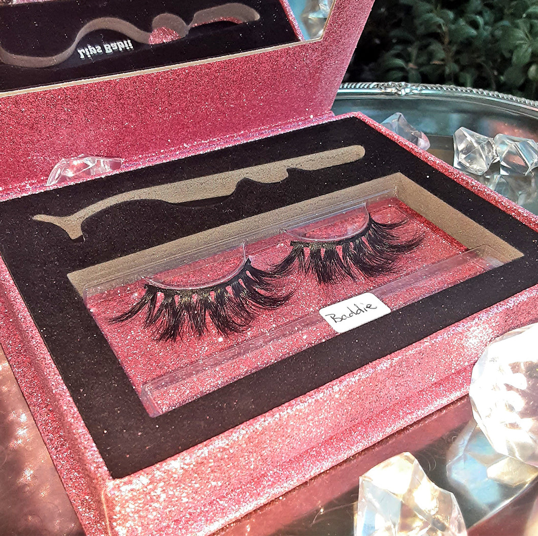 Luxury 25mm Lashes w/mirrored case +Tweezers